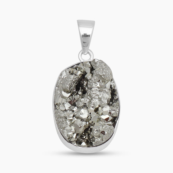 925 Sterling Silver Pyrite Druzy Pendants