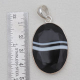 Black Banded Agate Silver Pendants