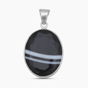 Black Banded Agate Silver Pendants