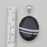 Black Banded Agate Silver Pendants