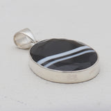 Black Banded Agate Silver Pendants