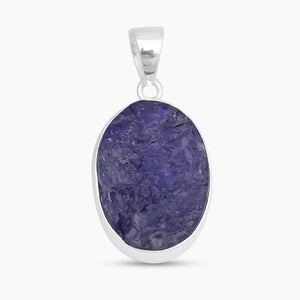 Natural Rough Tanzanite Silver Pendants