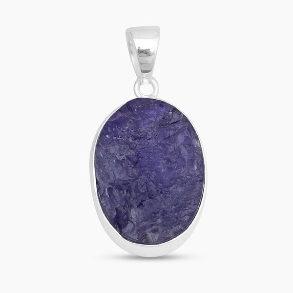 Natural Rough Tanzanite Silver Pendants