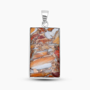 Orange Spiny Oyster Silver Pendants