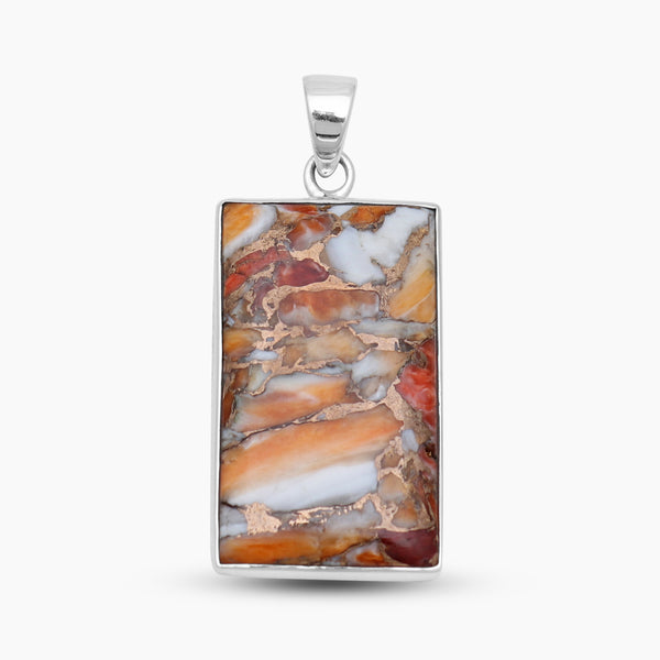 Orange Spiny Oyster Silver Pendants