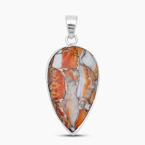 Orange Spiny Oyster Silver Pendants