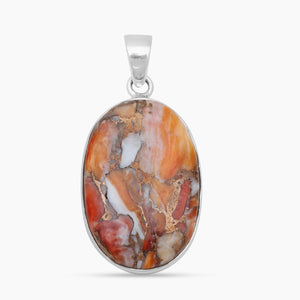 Orange Spiny Oyster Silver Pendants