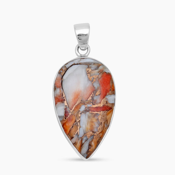 Orange Spiny Oyster Silver Pendants