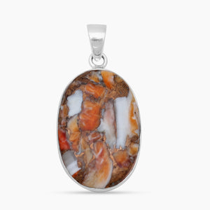 Orange Spiny Oyster Silver Pendants