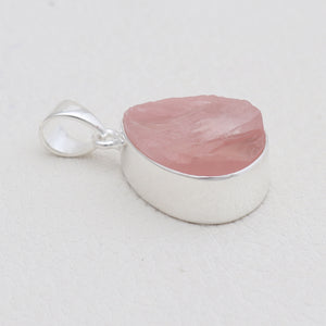 925 Sterling Silver Pink Rose Quartz Pendants
