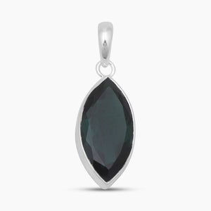 Marquise Cut Green Glass Silver Pendants