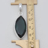 Marquise Cut Green Glass Silver Pendants