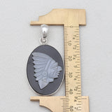 925 Silver Black Onyx Carving Pendants