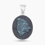 925 Silver Black Onyx Carving Pendants