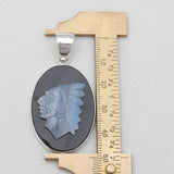925 Silver Black Onyx Carving Pendants
