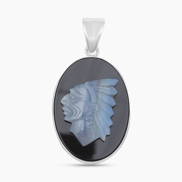 925 Silver Black Onyx Carving Pendants