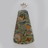 Tapered Cut Rainforest Jasper Silver Pendants