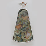 Tapered Cut Rainforest Jasper Silver Pendants