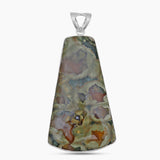 Tapered Cut Rainforest Jasper Silver Pendants