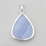Blue Lace Agate 925 Silver Pendants