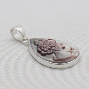 Carving Shell Silver Women Pendants