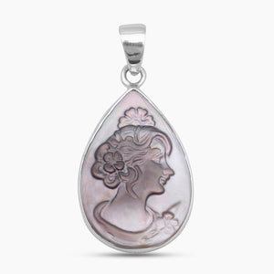 Carving Shell Silver Women Pendants