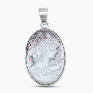 925 Sterling Silver Carving Shell Pendants