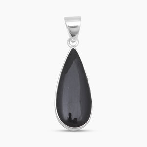 Black Onyx Silver Plain Pendants