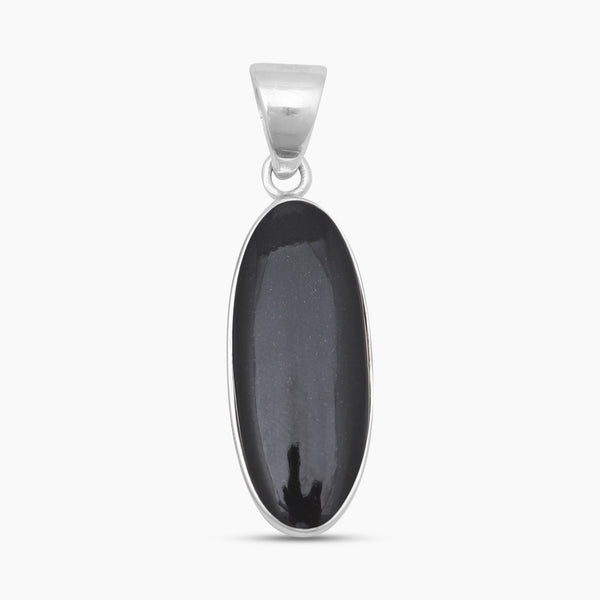 Black Onyx Silver Plain Pendants