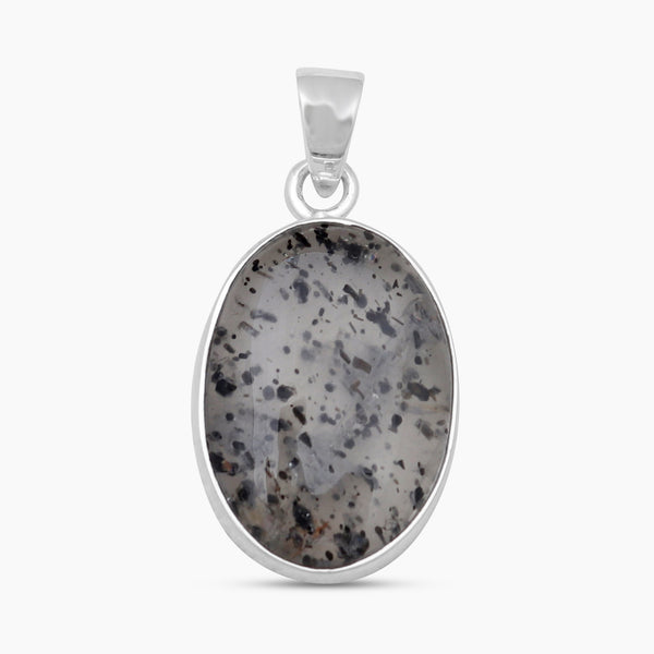 925 Sterling Silver Black Dot Quartz Pendants