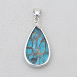 Blue Copper Turquoise Silver Pendants