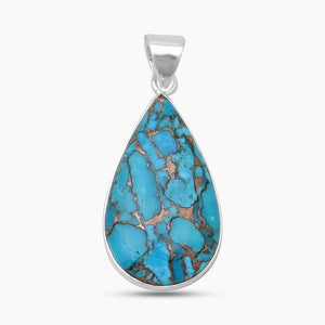 Blue Copper Turquoise Silver Pendants