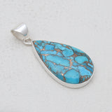 Blue Copper Turquoise Silver Pendants