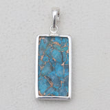 Blue Copper Turquoise Silver Pendants