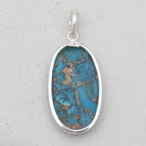 Blue Copper Turquoise Silver Pendants