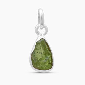 Green Peridot Silver Plain Pendants