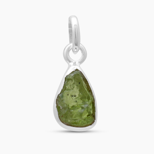 Green Peridot Silver Plain Pendants