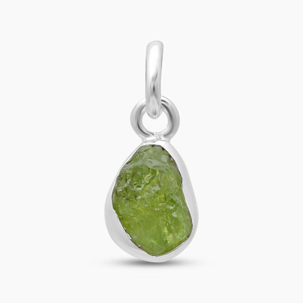 Green Peridot Silver Plain Pendants