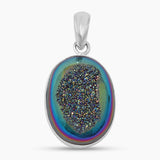 925 Sterling Silver Titanium Druzy Pendants