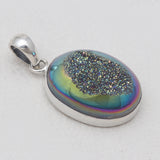 925 Sterling Silver Titanium Druzy Pendants