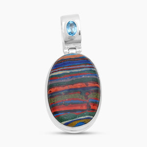 Rainbow Calsilica 925 Silver Pendants