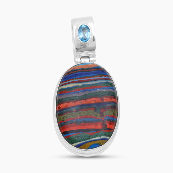 Rainbow Calsilica 925 Silver Pendants