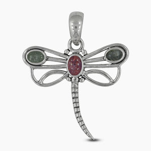 Tourmaline Dragonfly Silver Pendants