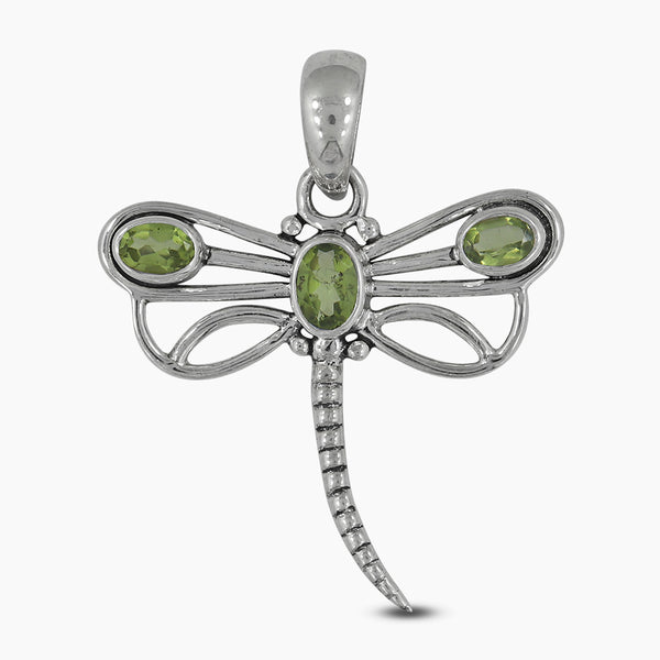 Tourmaline Dragonfly Silver Pendants
