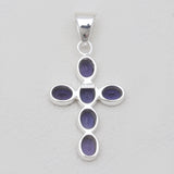 925 Sterling Silver Iolite Cross Pendants