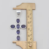 925 Sterling Silver Iolite Cross Pendants