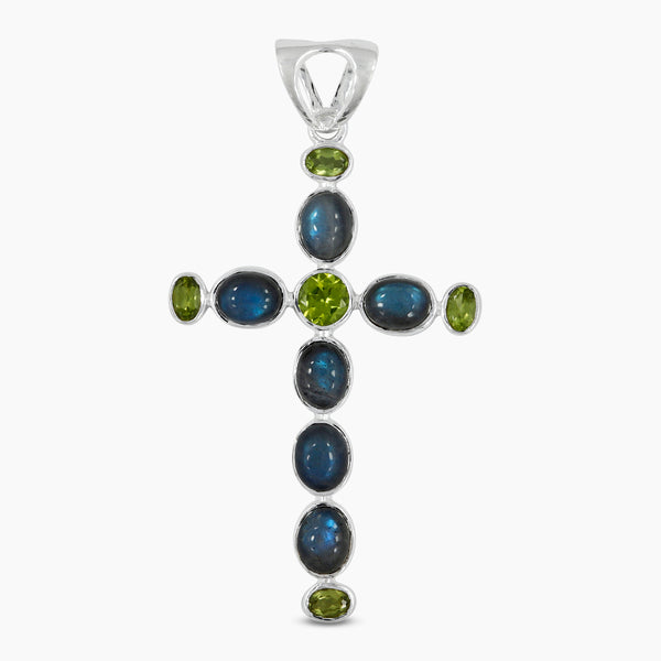 925 Silver Holy Cross Labradorite Pendants