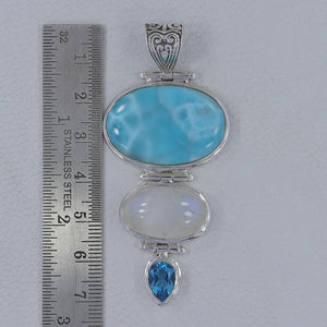 925 Sterling Silver Larimar Pendants