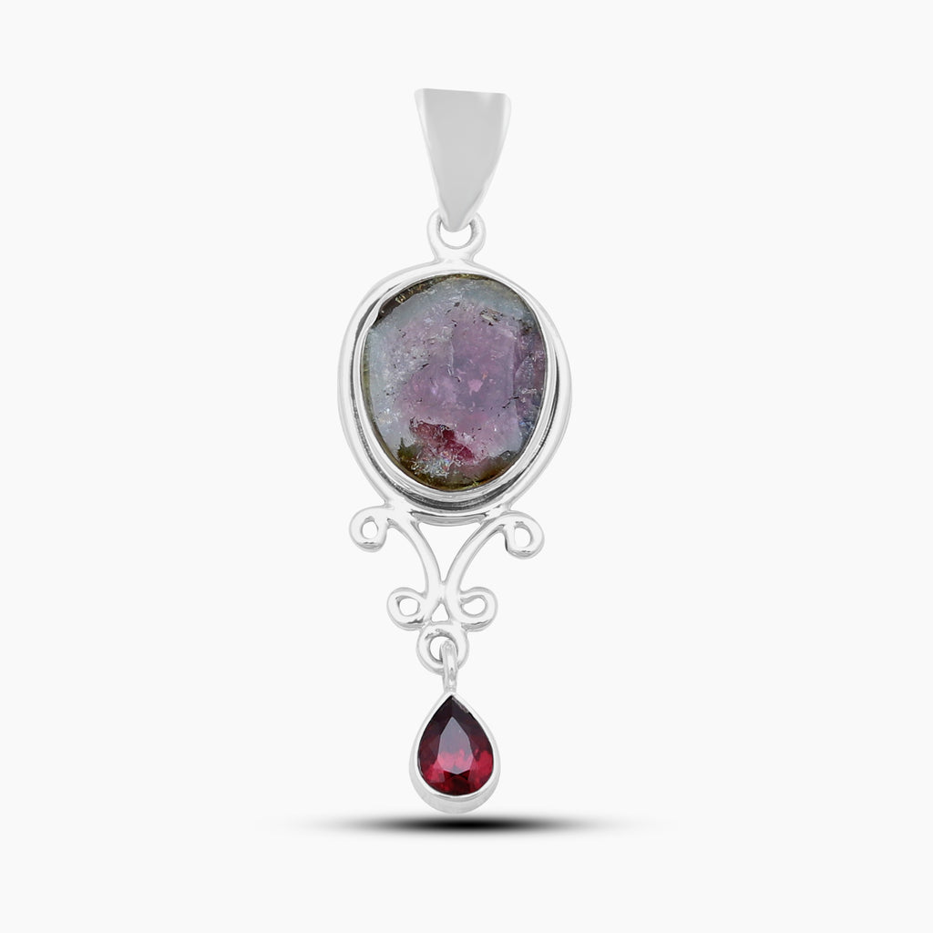 Watermelon Tourmaline Silver Pendants