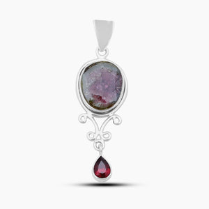 Watermelon Tourmaline Silver Pendants